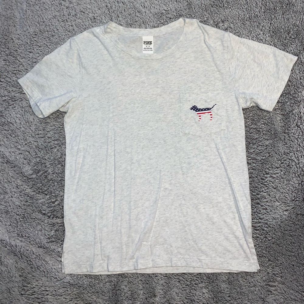 PINK - Size M - American Flag Pattern w/ Dog Logo